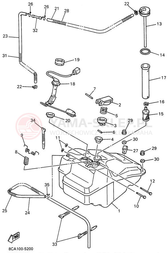 Schemat "zbiornik paliwa" do Yamaha VMAX 500 VX500W