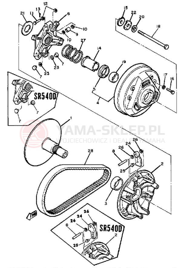 Schemat "PRIMARY SHEAVE" do Yamaha SR540F
