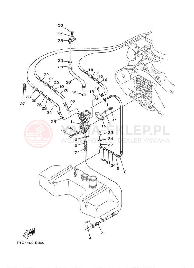 Schemat "Pompa olejowa" do Yamaha GP1300R GP1300CC/GP1300C