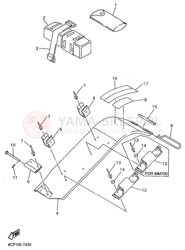 Schemat "GUARD - LUGGAGE BOX" do Yamaha MOUNTAIN MAX 700 MM700A/MM600A