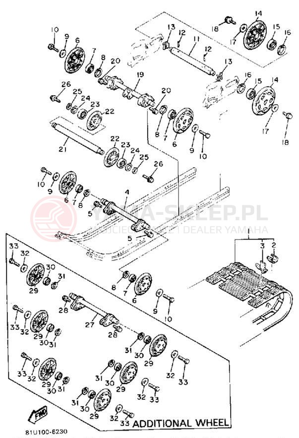Schemat "Zawieszenie gąsiennicy" do Yamaha BRAVO LT (LONG TRACK) BR250TR