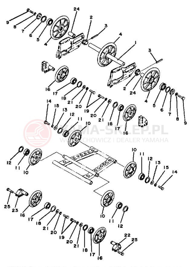 Schemat "Tylna ośka i koło" do Yamaha EX340A/EX440A