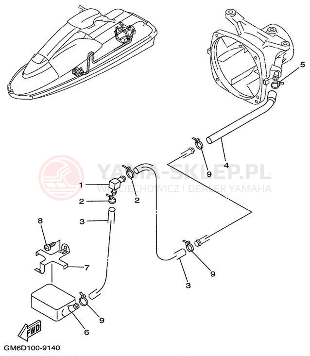 Schemat "HULL & DECK" do Yamaha SUPER JET SJ700AX
