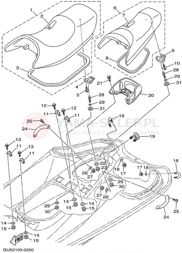 Schemat "Siedzenie i schowek" do Yamaha SV1200/SV1200/SV1200Z