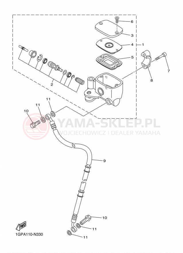 Schemat "Pompa hamulcowa przednia" do Yamaha STRYKER XVS13CFCR/XVS13CFR