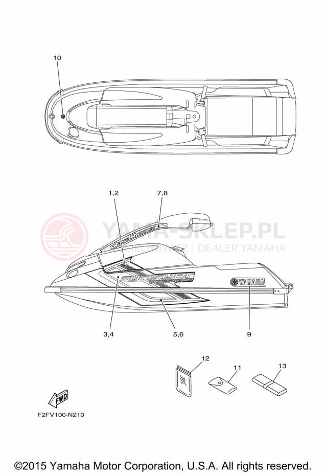 Schemat "naklejki" do Yamaha WAVERUNNER SUPER JET SJ700BP