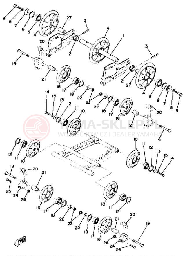 Schemat "Tylna ośka i koło" do Yamaha EX340/EX440