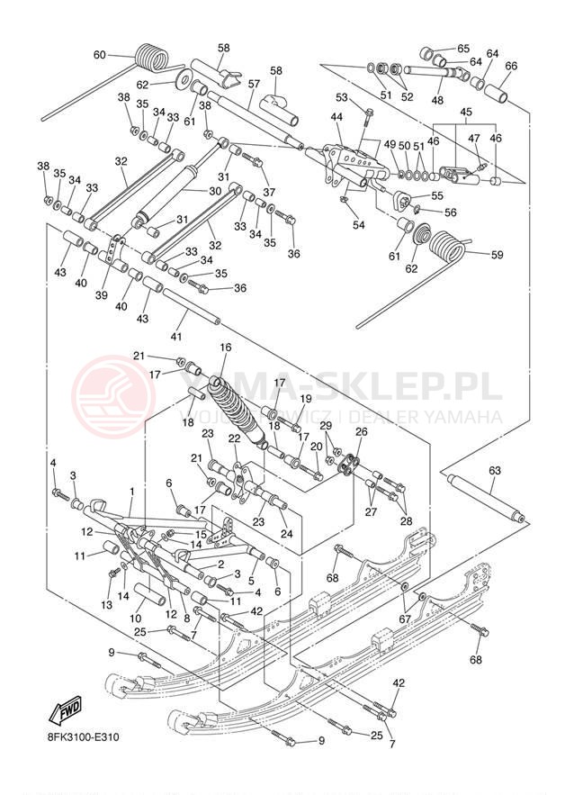 Schemat "TRACK SUSPENSION" do Yamaha VECTOR MOUNTAIN RS90ML/RS90MSL