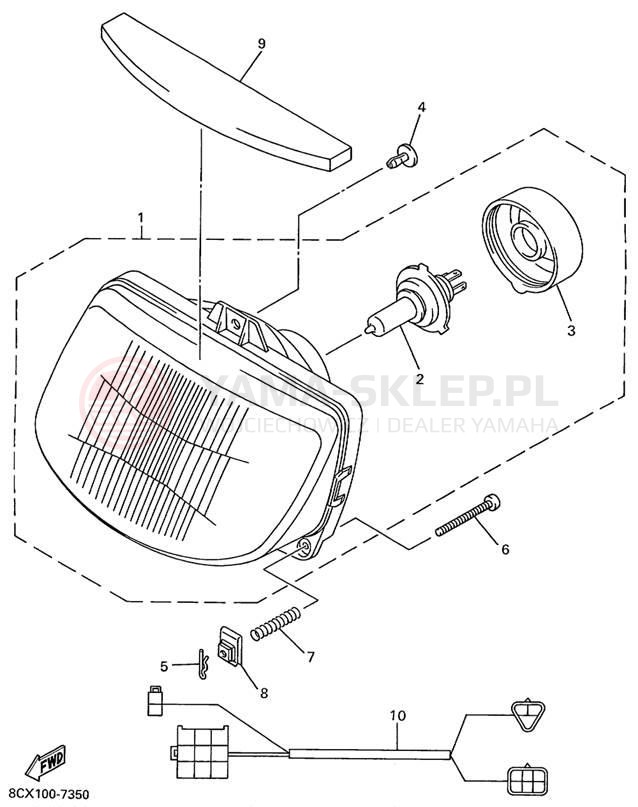 Schemat "Lampa przód" do Yamaha VT500C/VX500ERC