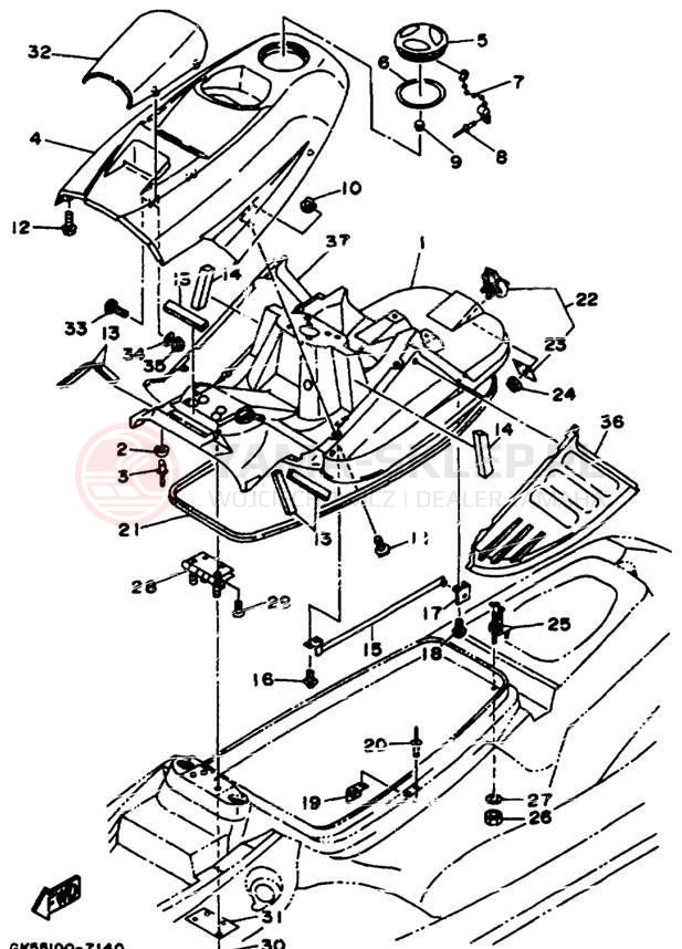 Schemat "ENGINE HATCH" do Yamaha WAVE BLASTER II WB760V