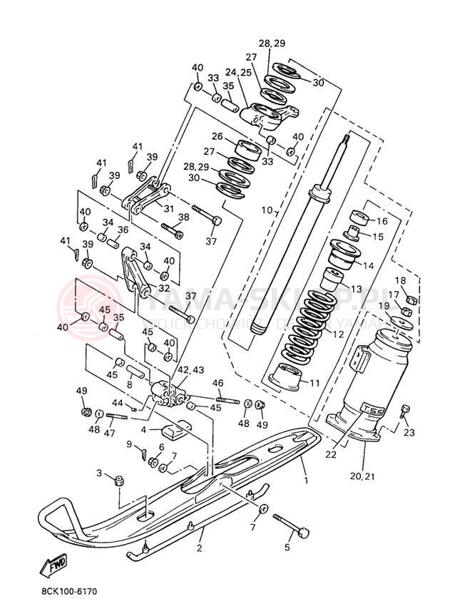Schemat "płozy" do Yamaha VENTURE TR VT480TRA