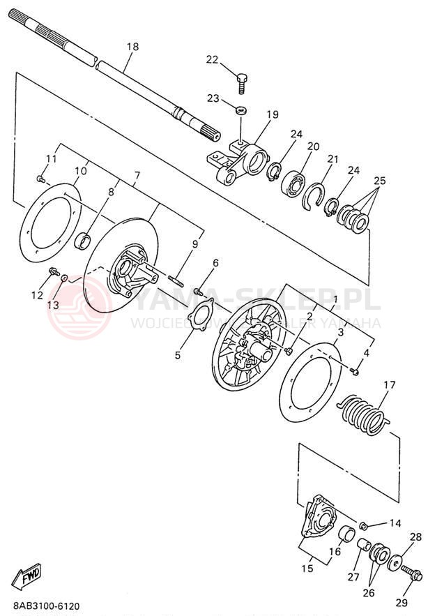 Schemat "Przeniesienie napędu" do Yamaha VMAX 600 VX600W