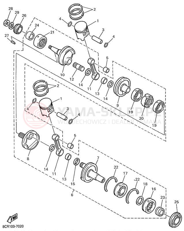 Schemat "Wał korbowy, tłok" do Yamaha VT500C/VX500ERC