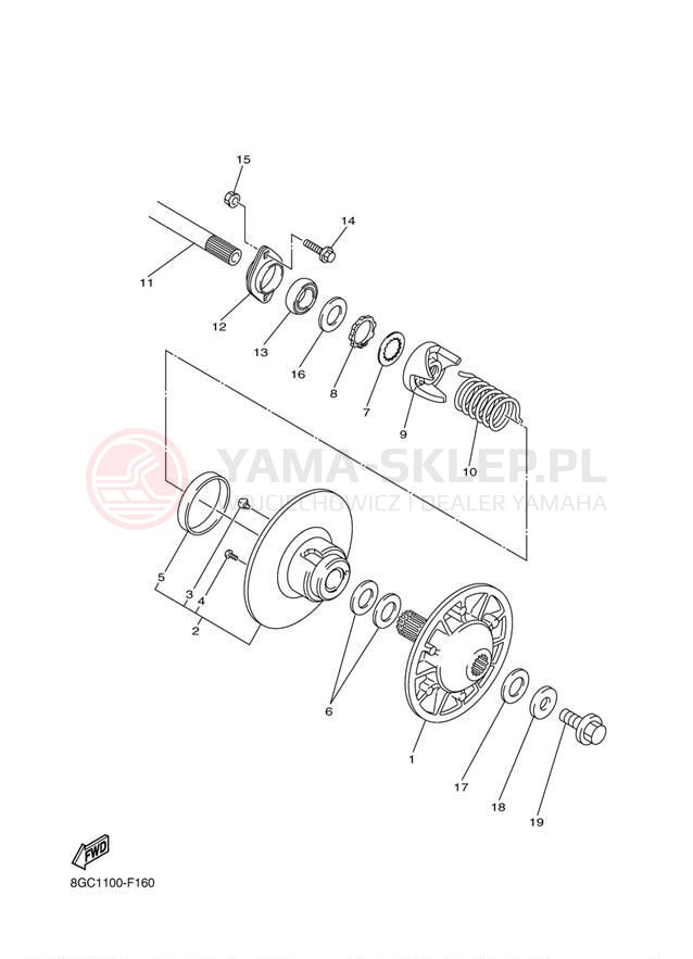 Schemat "Przeniesienie napędu" do Yamaha PHAZER PZ50W