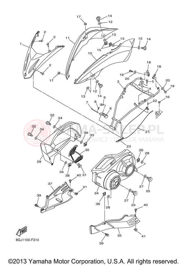 Schemat "Osłony" do Yamaha VENTURE LITE PZ50VTXL/PZ50VTXR