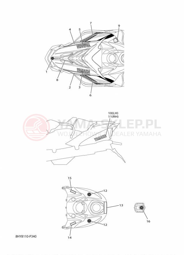 Schemat "naklejki" do Yamaha RS VENTURE TF RST90PTFFB