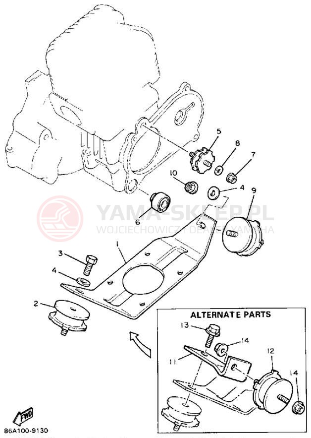 Schemat "Mocowanie silnika" do Yamaha BRAVO T (LONG TRACK) BR250TN