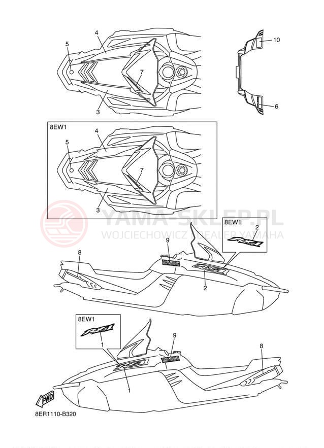 Schemat "naklejki" do Yamaha RX-1 ER LE RX10RSH/RX10RH