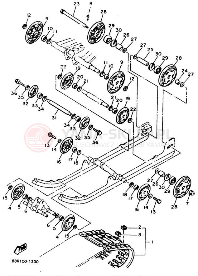 Schemat "Zawieszenie gąsiennicy" do Yamaha EXCITER II EX570T