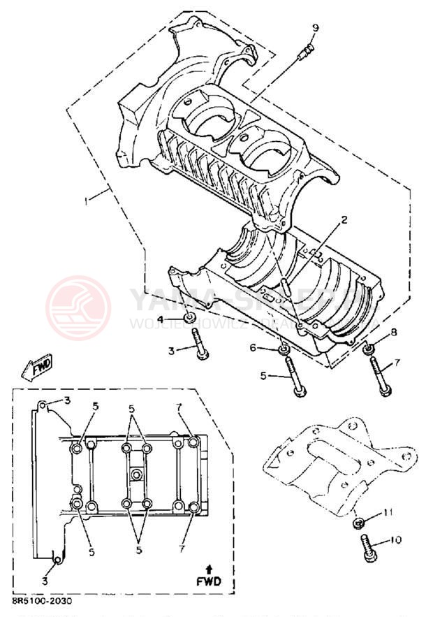 Schemat "Obudowa silnika" do Yamaha EXCEL III EC340M