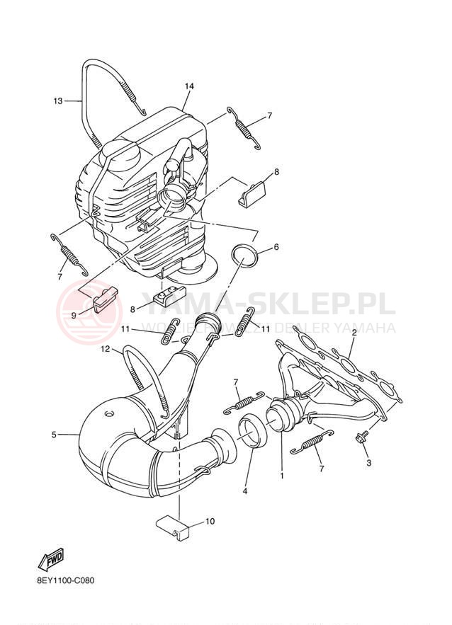 Schemat "Wydech końcowy" do Yamaha VENTURE 600 VT60J