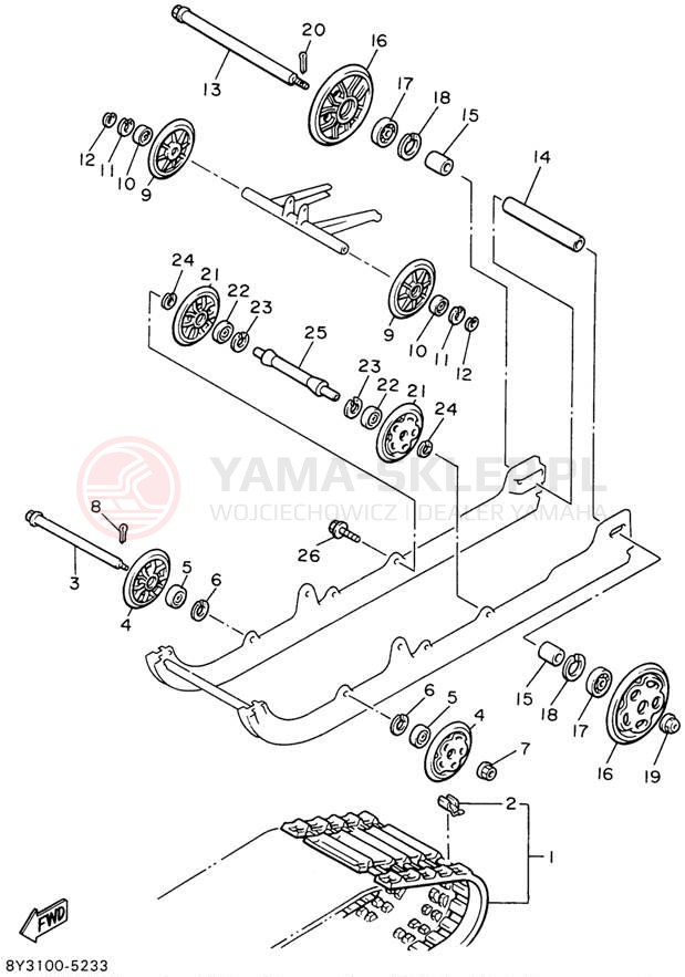 Schemat "Zawieszenie gąsiennicy" do Yamaha OVATION LE CS340EW