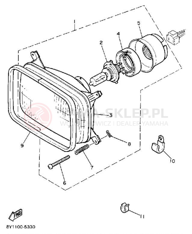 Schemat "Lampa przód" do Yamaha BRAVO T (LONG TRACK) BR250TM
