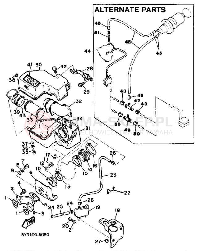 Schemat "Filtr powietrza" do Yamaha EXCEL III EC340L