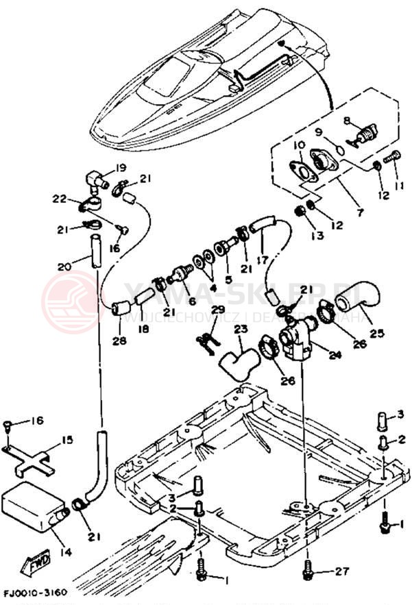 Schemat "HULL & DECK" do Yamaha WAVE RUNNER III WRA650R