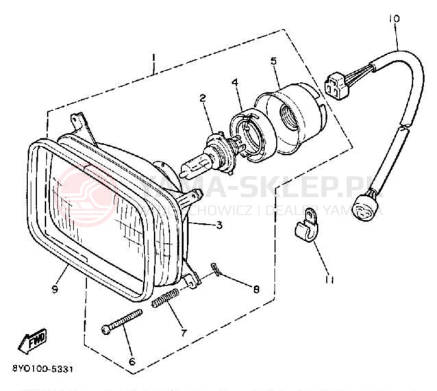Schemat "Lampa przód" do Yamaha SRV SR540N