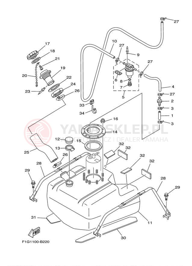 Schemat "zbiornik paliwa" do Yamaha GP1300-F