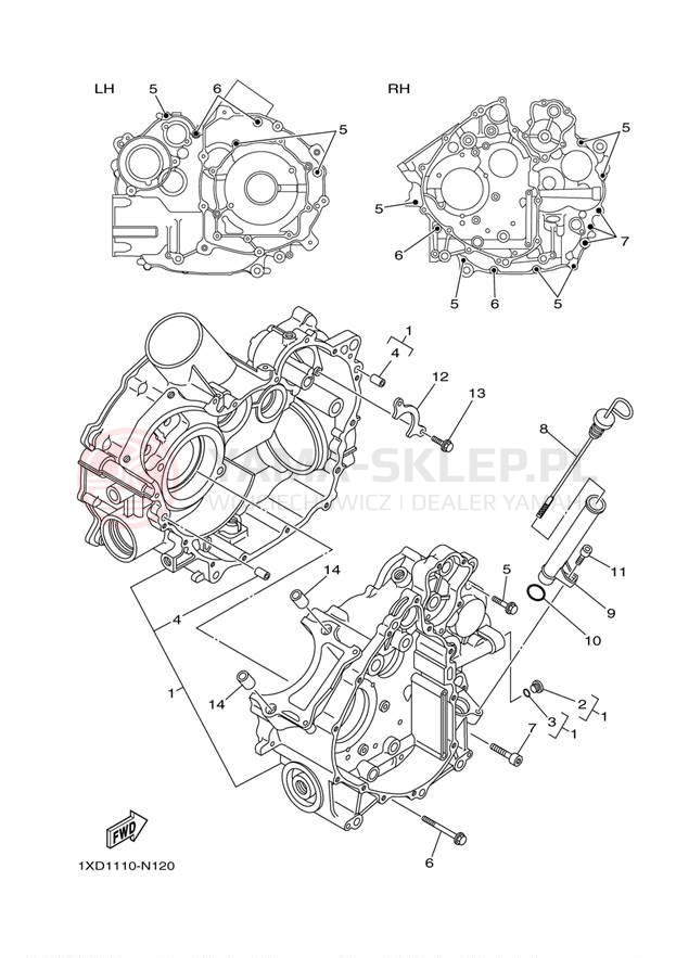 Schemat "Obudowa silnika" do Yamaha VIKING 700 YXM700DEL