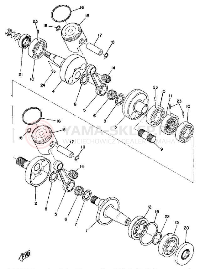 Schemat "Wał korbowy, tłok" do Yamaha GPX338G/GPX433G