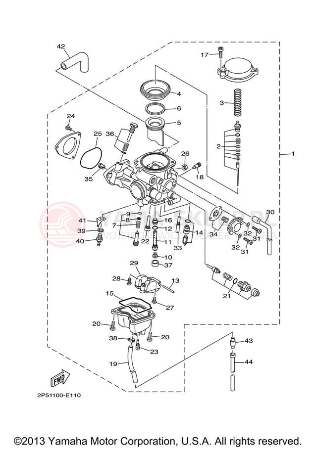 Schemat "Gaźnik" do Yamaha RHINO 450 HUNTER YXR45FHX