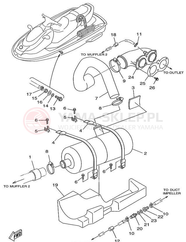 Schemat "Wydech końcowy" do Yamaha WAVE RUNNER XL760 XL760X
