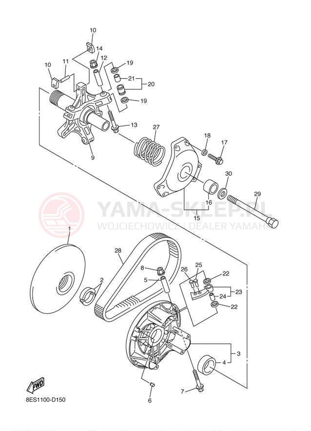 Schemat "PRIMARY SHEAVE" do Yamaha RS Vector ER RS90RK