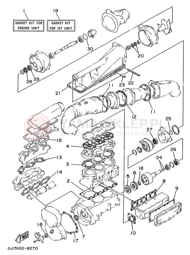 Schemat "Zestaw naprawczy" do Yamaha WAVE RAIDER 1100 RA1100U