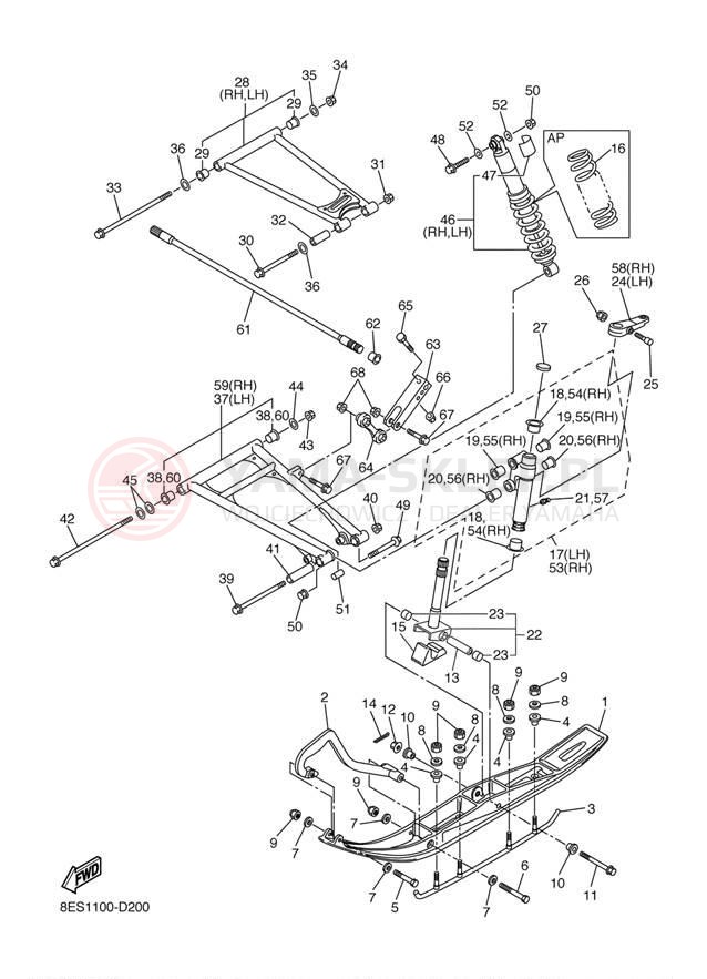 Schemat "płozy" do Yamaha RS Vector ER RS90RK