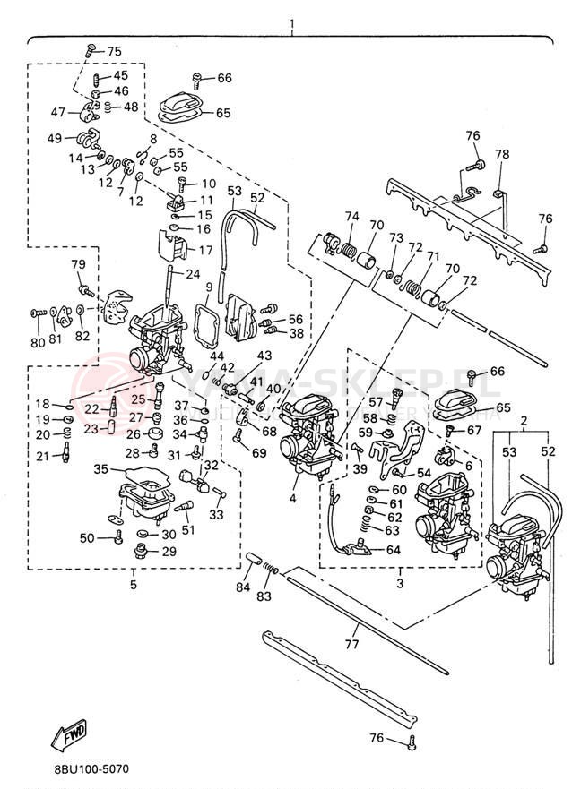Schemat "Gaźnik" do Yamaha VMAX-4 800 VX800W