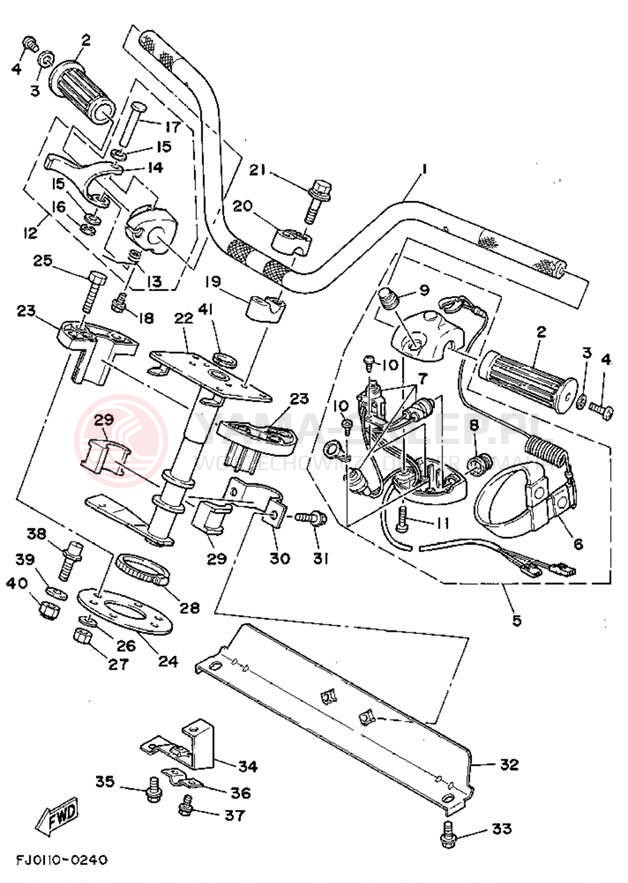 Schemat "Kierownica i osprzęt" do Yamaha WAVE RUNNER III WRA650Q