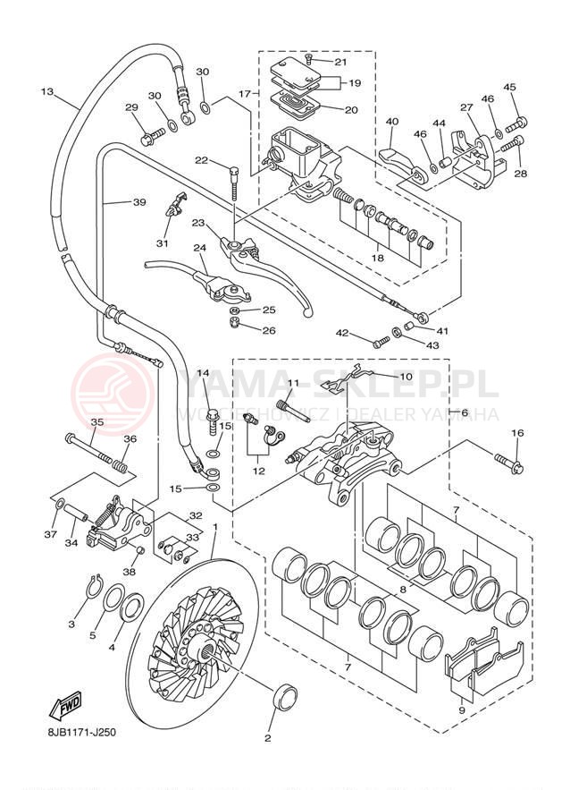 Schemat "hamulec" do Yamaha RS VECTOR GT RS90GTAS