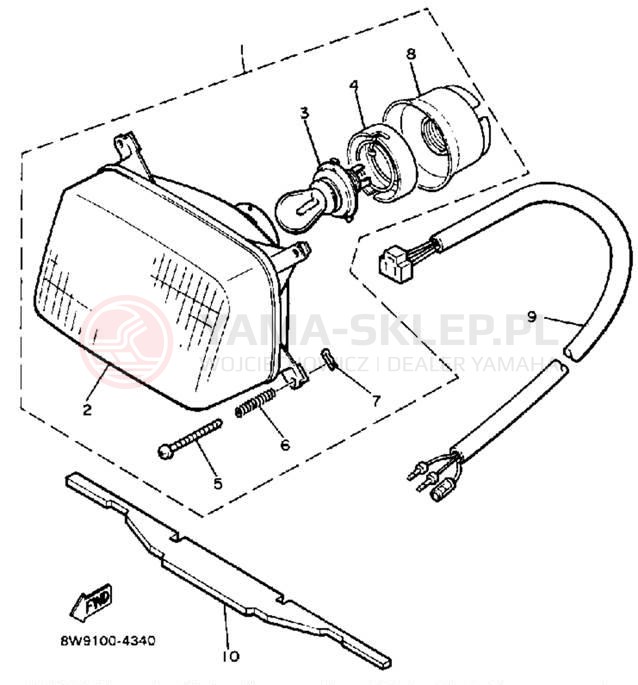 Schemat "Lampa przód" do Yamaha EXCEL III EC340J