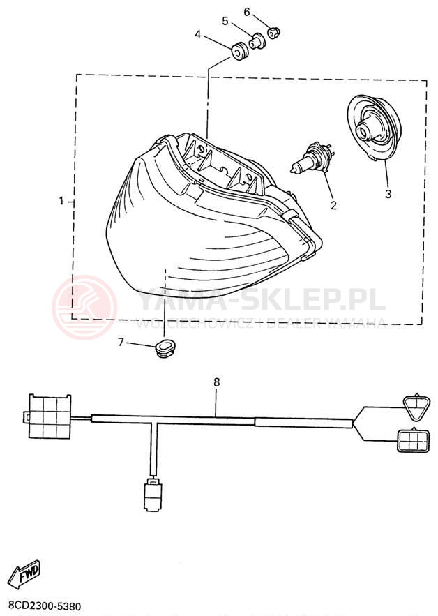 Schemat "Lampa przód" do Yamaha VMAX 600 MOUNTAIN MAX VX600STW