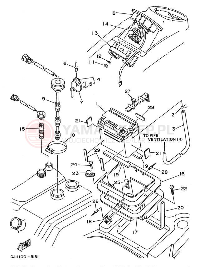 Schemat "układ elektryczny" do Yamaha WAVE RAIDER 1100 RA1100U