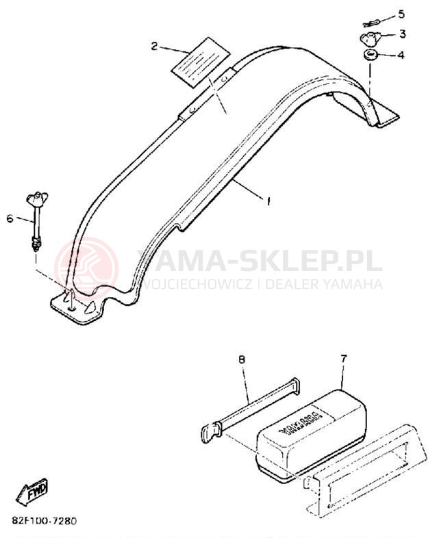 Schemat "GUARD - LUGGAGE BOX" do Yamaha BRAVO T (LONG TRACK) BR250TM