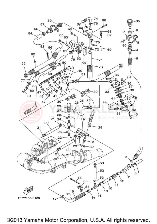 Schemat "Wydech końcowy" do Yamaha FX1000AG