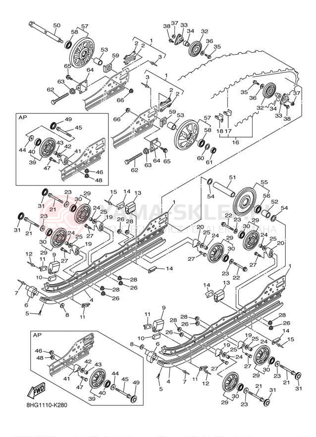 Schemat "Zawieszenie gąsiennicy" do Yamaha APEX RX10PAL/RX10PAR