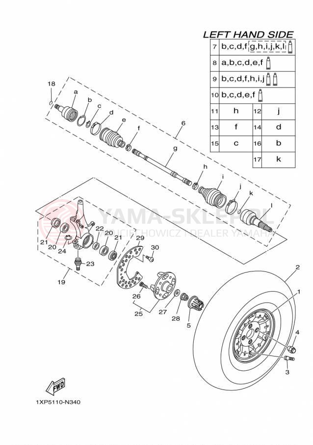Schemat "Koło przód" do Yamaha VIKING VI EPS SE YXC700PSFS