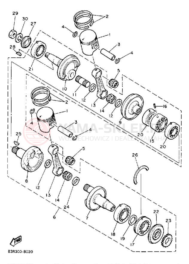 Schemat "Wał korbowy, tłok" do Yamaha VK540 VK540EN