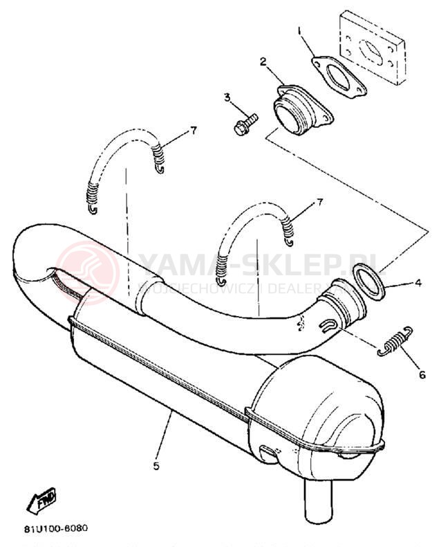 Schemat "Wydech końcowy" do Yamaha BRAVO T (LONG TRACK) BR250TM